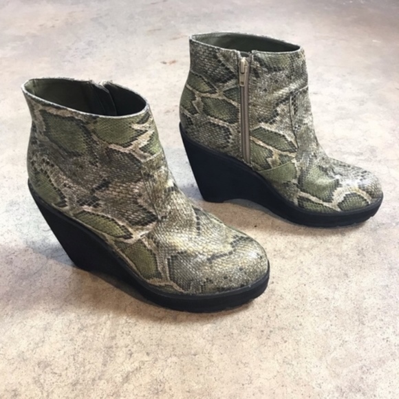 Deena & Ozzy Shoes - UO Deena & Ozzy Wedge Faux Snake Ankle Booties